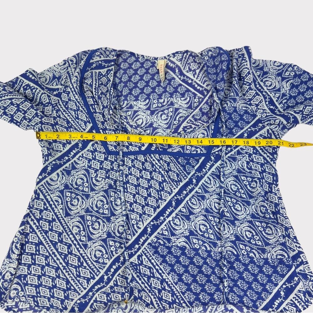 Raga Patchwork Printed Short Sleeve Peasant Top S… - image 5